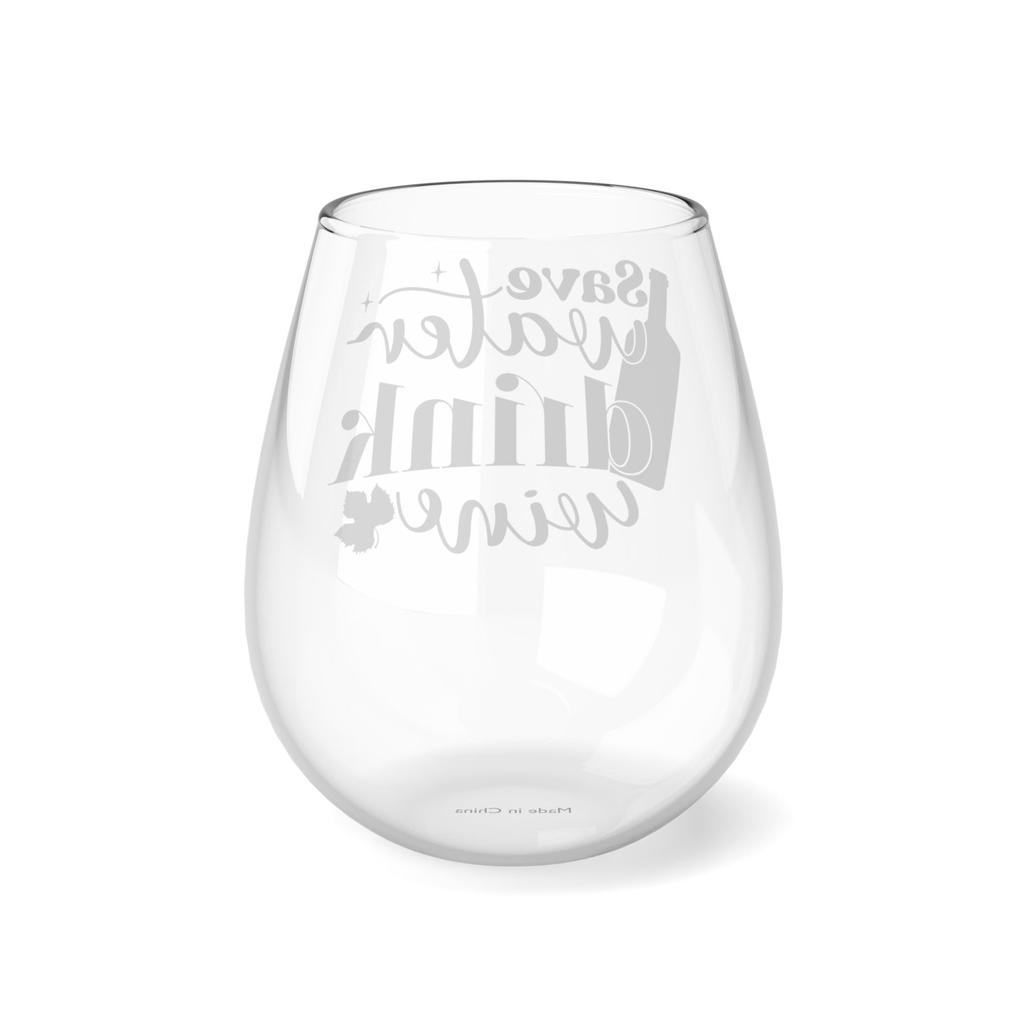 Stemless Wine Glass, Save Water Drink Wine, Glass, 11.75oz Stemless, Funny Quote Wine Glass