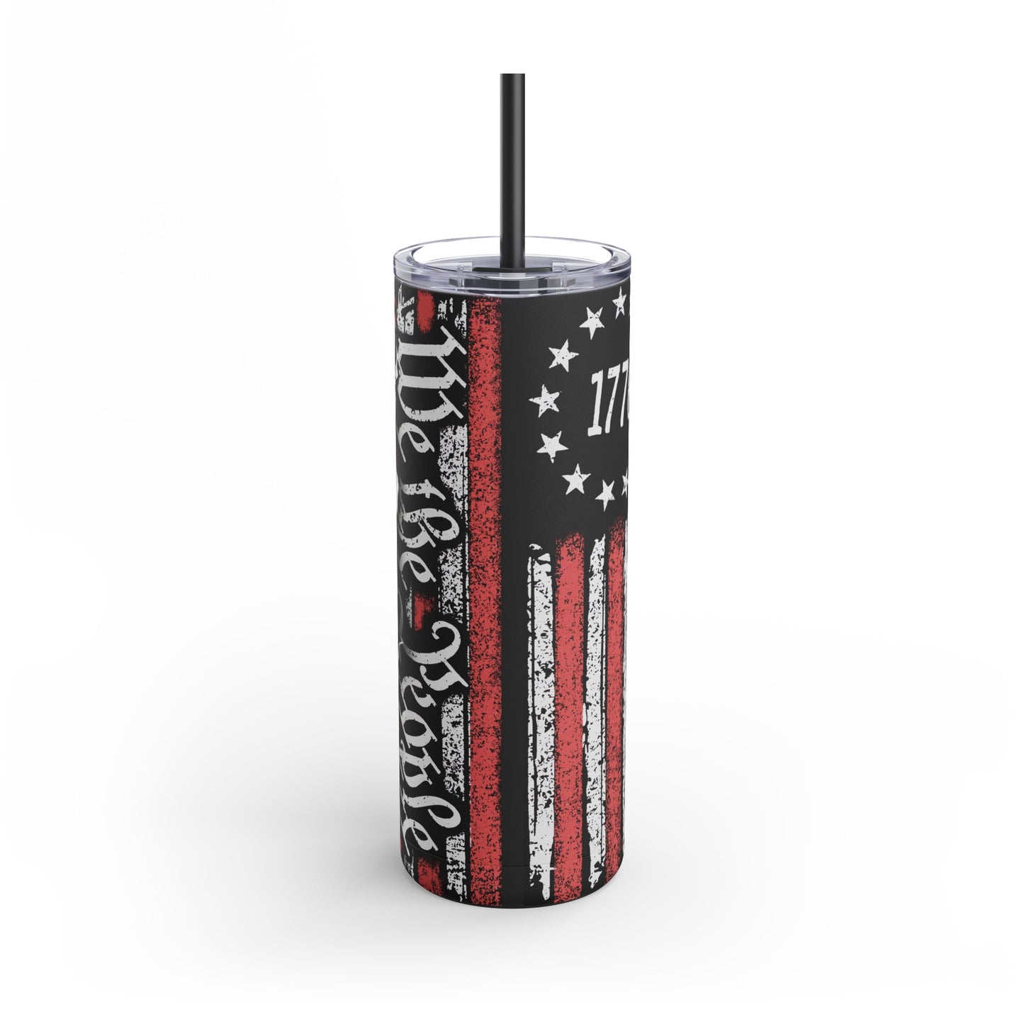 We The People, Skinny Tumbler, 20oz Matte Tumbler, 1776 Flag, We The People Skull Tumbler, Color Matching Straw, Patriotic Tumbler