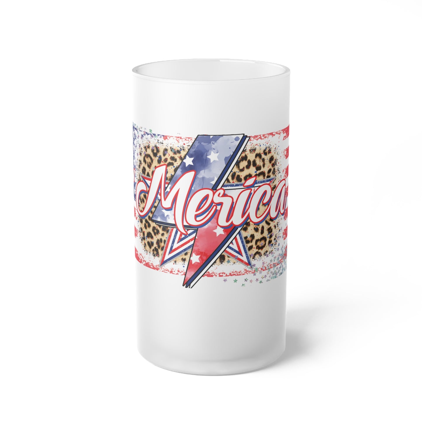 Merica Beer Mug - Frosted 16oz Glass Beer Mug