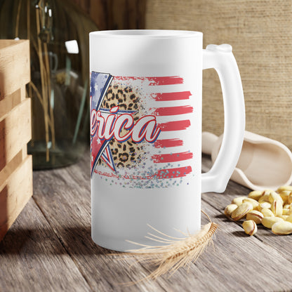 Merica Beer Mug - Frosted 16oz Glass Beer Mug