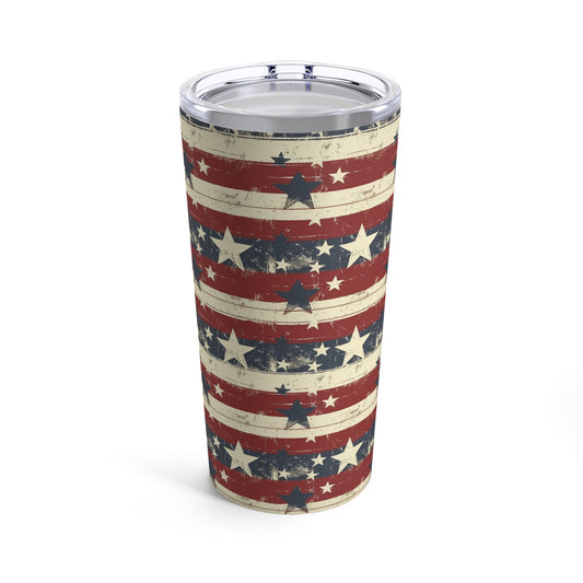 Vintage American Flag Themed Tumbler Gift for Him Gift For Her Patriotic Tumbler Hot and Cold Tumbler American Flag Tumbler