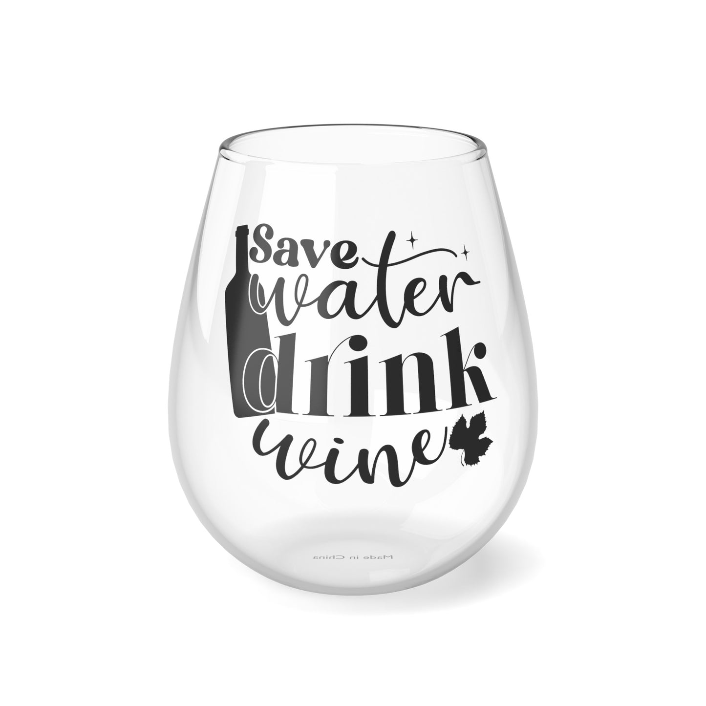 Stemless Wine Glass, Save Water Drink Wine, Glass, 11.75oz Stemless, Funny Quote Wine Glass