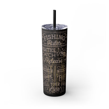 Fishing Rules - 20 oz Skinny Tumbler with Straw