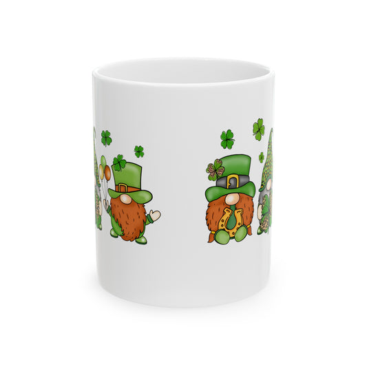 Chillin With My Gnomies Ceramic 11oz Mug, Gnomes and Shamrocks 11oz Mug