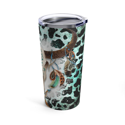 Cow Print, Boho Cow Print, 20oz Tumbler, Longhorn, Texas Longhorn Skull, Cow Boho Print, Boho