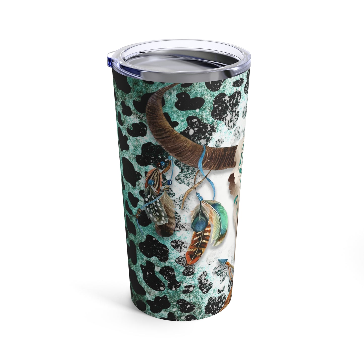 Cow Print, Boho Cow Print, 20oz Tumbler, Longhorn, Texas Longhorn Skull, Cow Boho Print, Boho