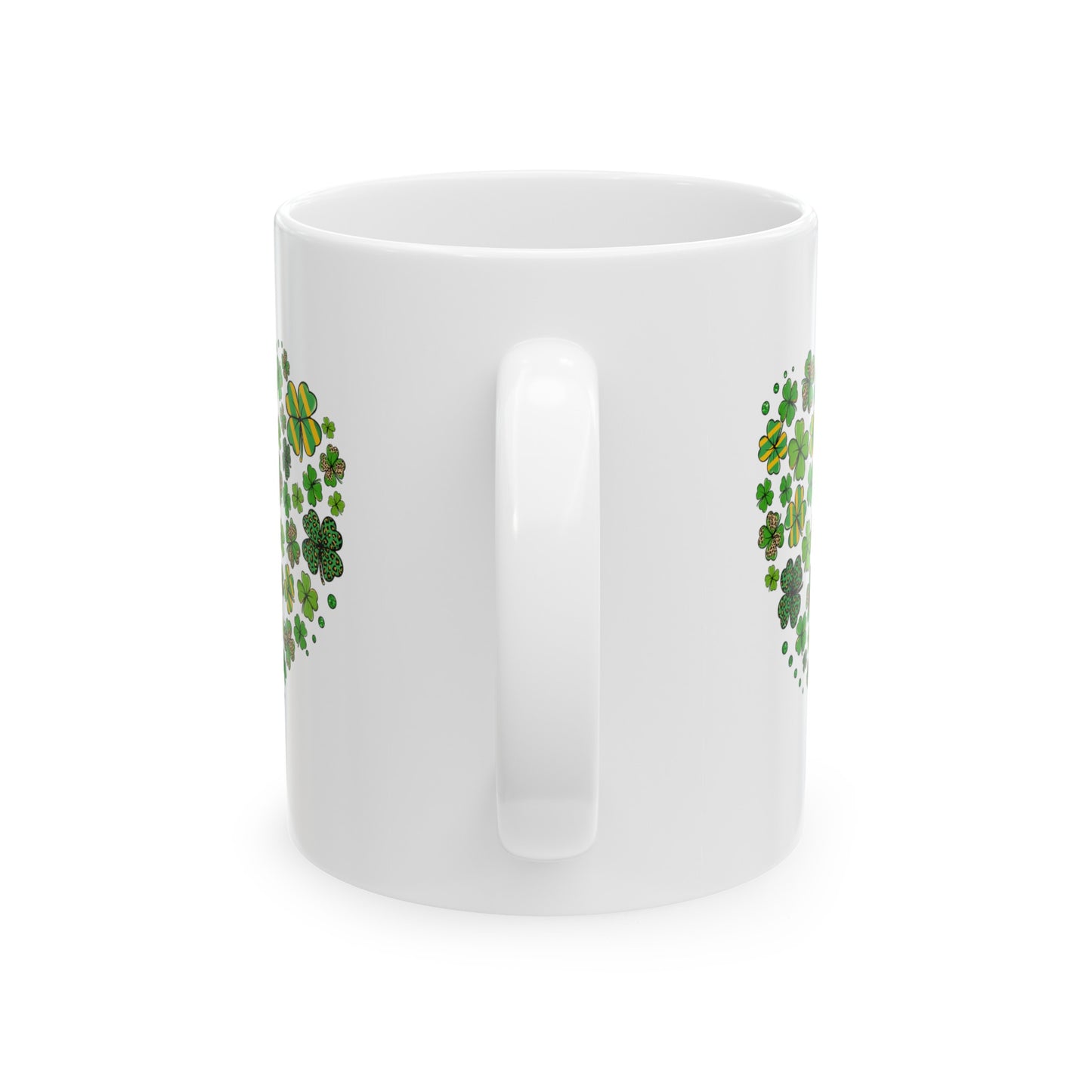 Shamrock Heart Ceramic 11oz Mug, Shamrocks In A Heart Design 11oz Mug