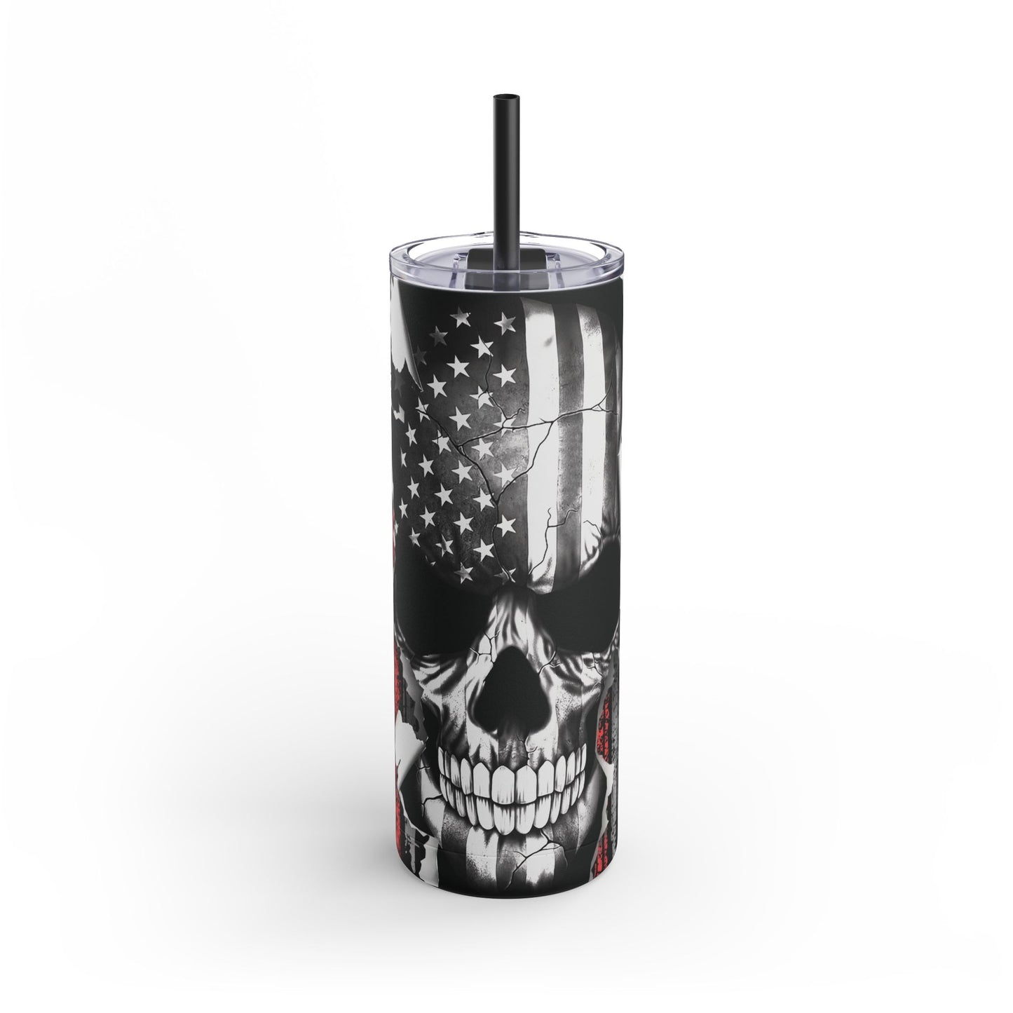 We The People, Skinny Tumbler, 20oz Matte Tumbler, 1776 Flag, We The People Skull Tumbler, Color Matching Straw, Patriotic Tumbler