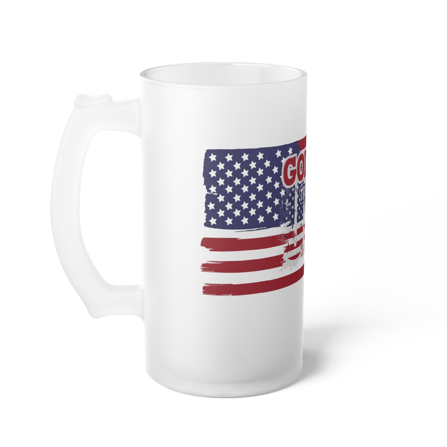 God Bless the USA - Frosted 16oz Glass Beer Mug