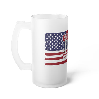 God Bless the USA - Frosted 16oz Glass Beer Mug