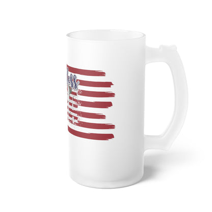 God Bless the USA - Frosted 16oz Glass Beer Mug