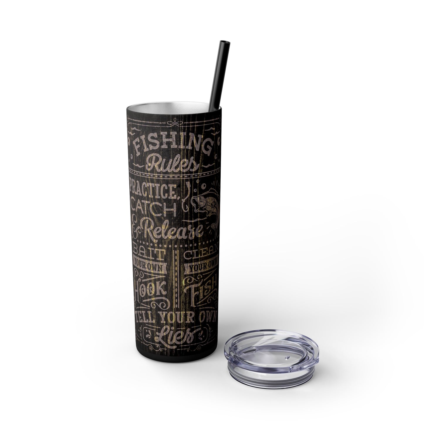 Fishing Rules - 20 oz Skinny Tumbler with Straw