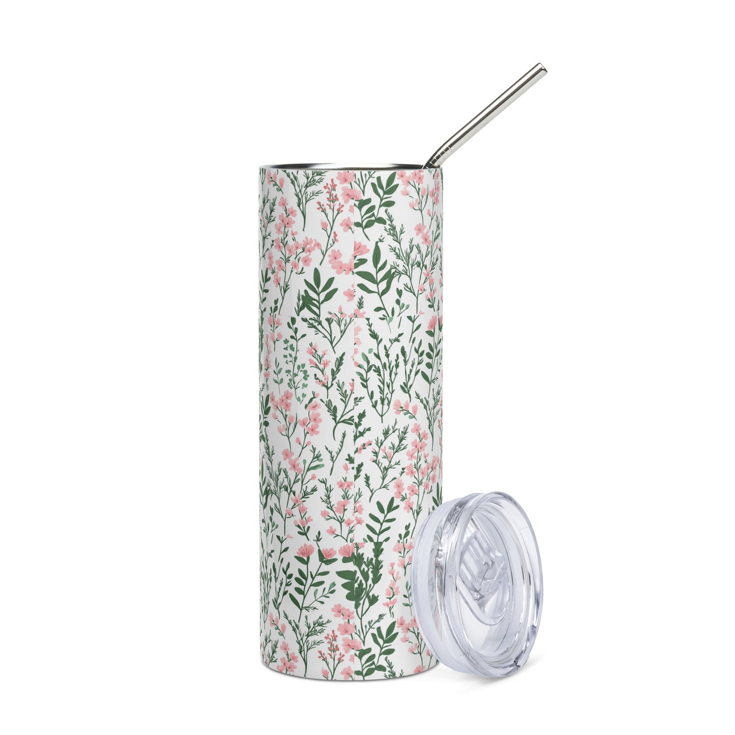 Green and Pink Floral - 20oz Stainless Steel Tumbler