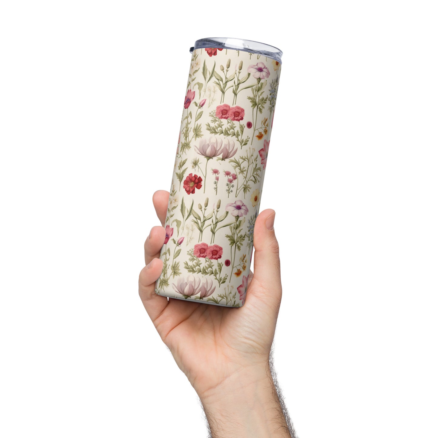 Vintage Floral Pink and Green - 20oz. Stainless steel tumbler