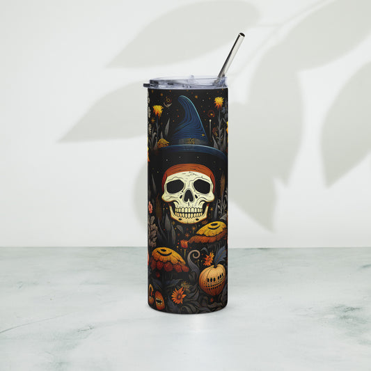 Witch Tumbler Featuring Sunflowers and Pumpkins 20oz Stainless steel tumbler