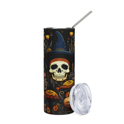 Witch Tumbler Featuring Sunflowers and Pumpkins 20oz Stainless steel tumbler