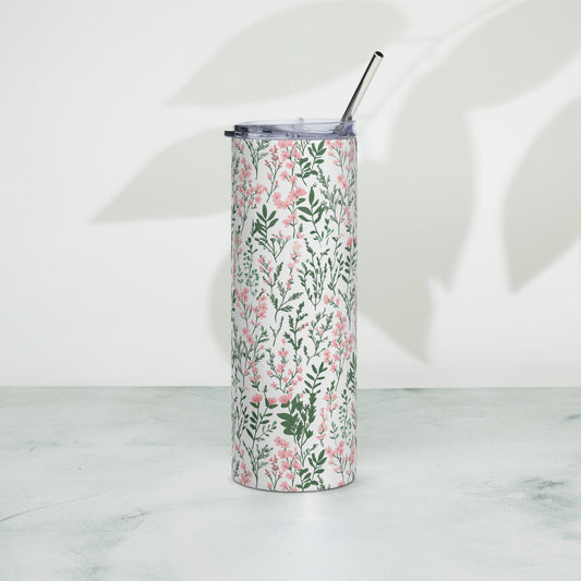 Green and Pink Floral - 20oz Stainless Steel Tumbler