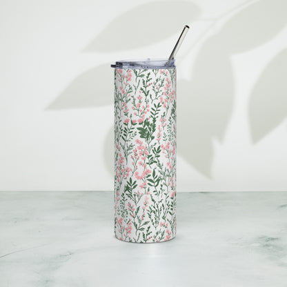 Green and Pink Floral - 20oz Stainless Steel Tumbler